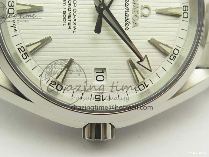 0307 Aqua Terra 150M SS VSF 1:1 Best Edition White Textured Dial Silver Markers on SS Bracelet A8500 Super Clone Chic 8041